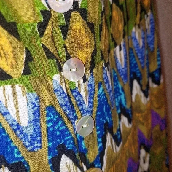 Vintage Dress Barn Tribal Print Maxi Button Down Dress Size 10 - Picture 7 of 8
